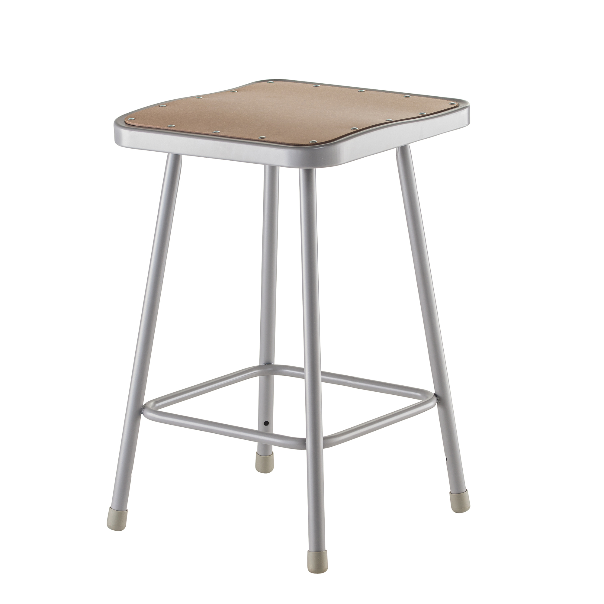 National Public Seating, 24in. Heavy Duty Square Seat Steel Stool, Grey, Primary Color Gray, Included (qty.) 1, Seating Type Office Stool, Model# 6324